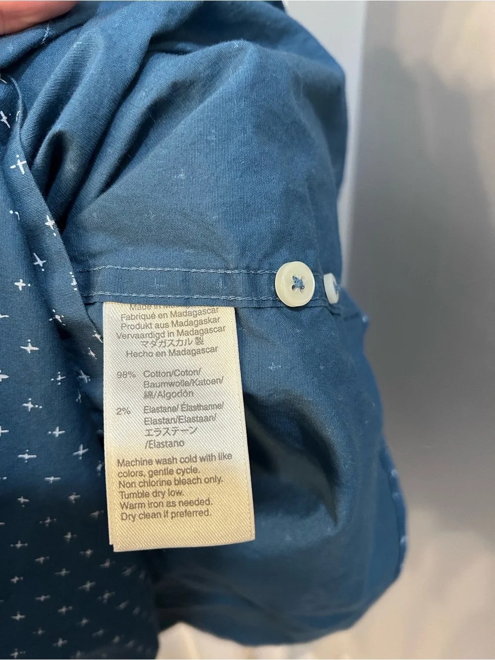 J. Crew Men's Slim Navy Blue Micro Dot Button-Down Shirt
